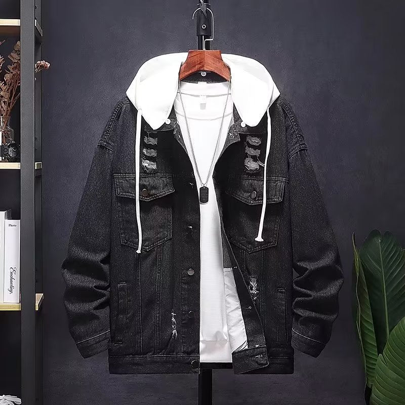 Corduroy Stitching Denim Baggy Coat