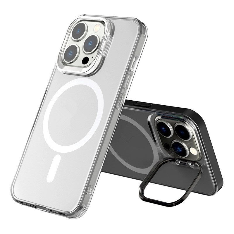 Metal Invisible Bracket Phone Case Frosted Magnetic Protective Cover