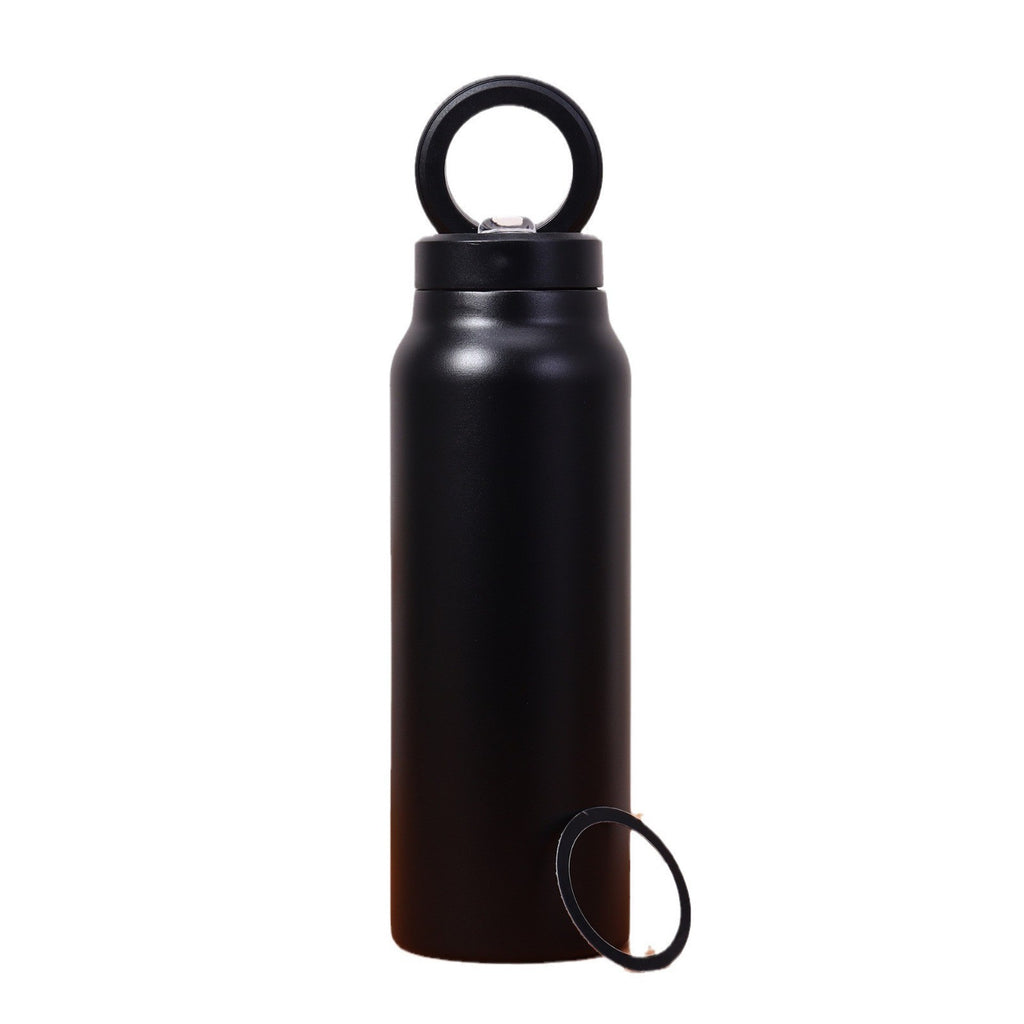 304 Stainless Steel Vacuum Cup Creative Magnetic Water Cup Insulated Sports Water Bottle With Straw Outdoor Insulated Water Mug With Magnetic Phone Holder