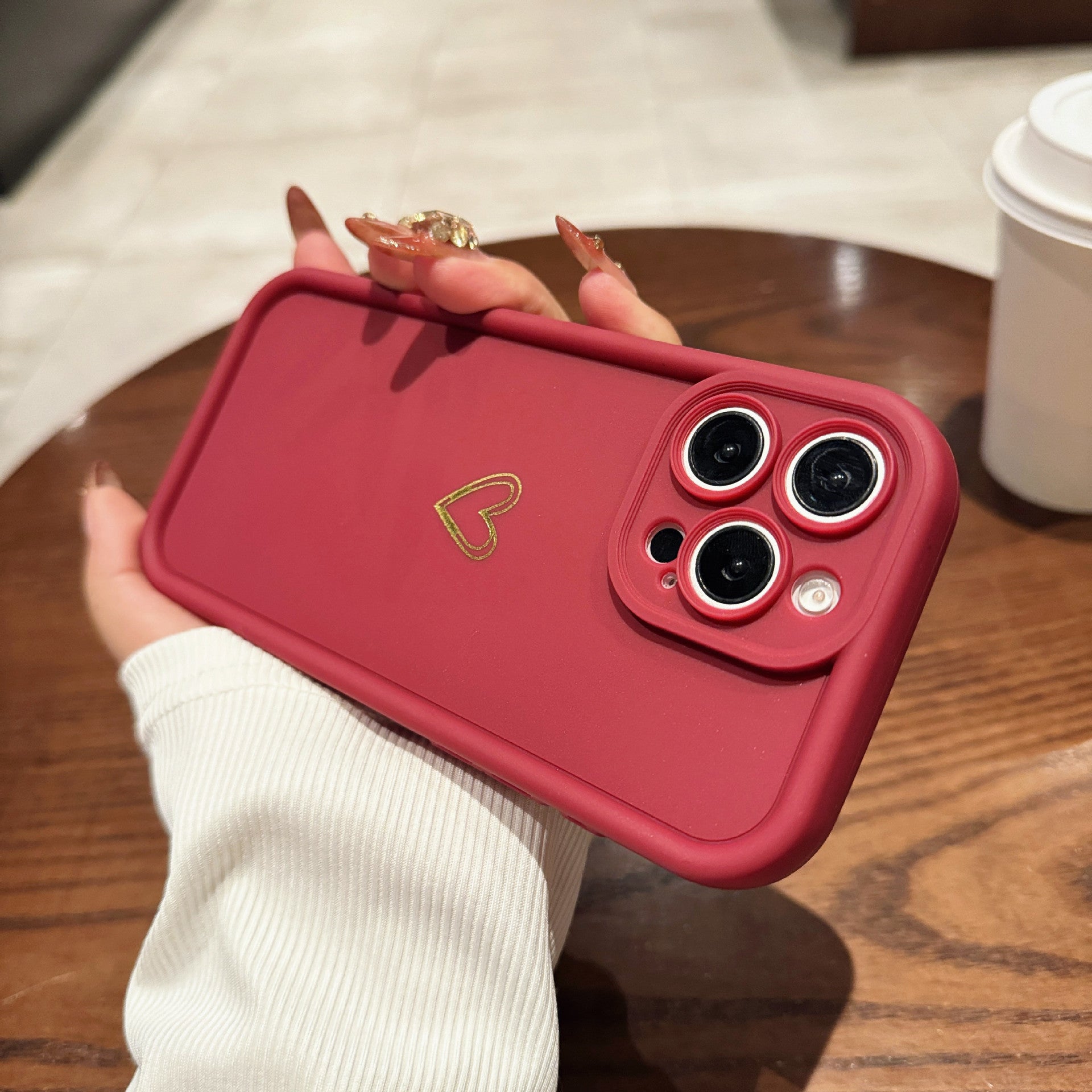 Simple Love Protective Case With Steel Sand Frosted Full Coverage Phone Cover