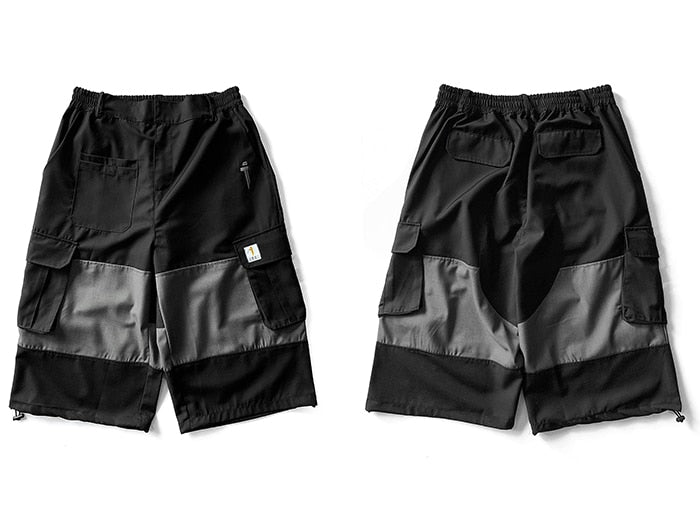 Color Block Cargo Shorts Mens 2020 Multi Pockets Hip Hop Baggy Streetwear Short Pants Casual Harajuku Capri Pants
