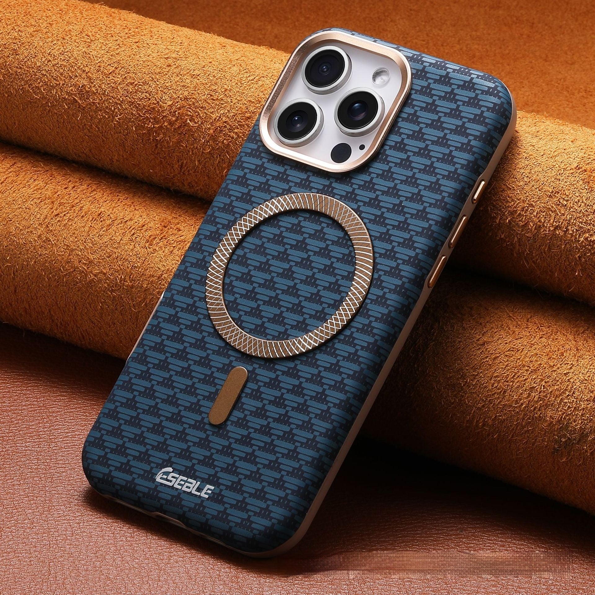 Triangle Shield Magnetic Suction Phone Case 15 Business All-inclusive Drop-resistant Leather Cover