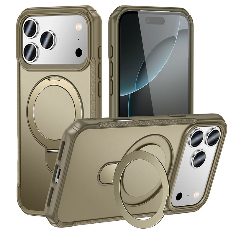 Metal Magnetic Bracket Four-corner Drop-resistant High-end PC Protective Cover Phone Case