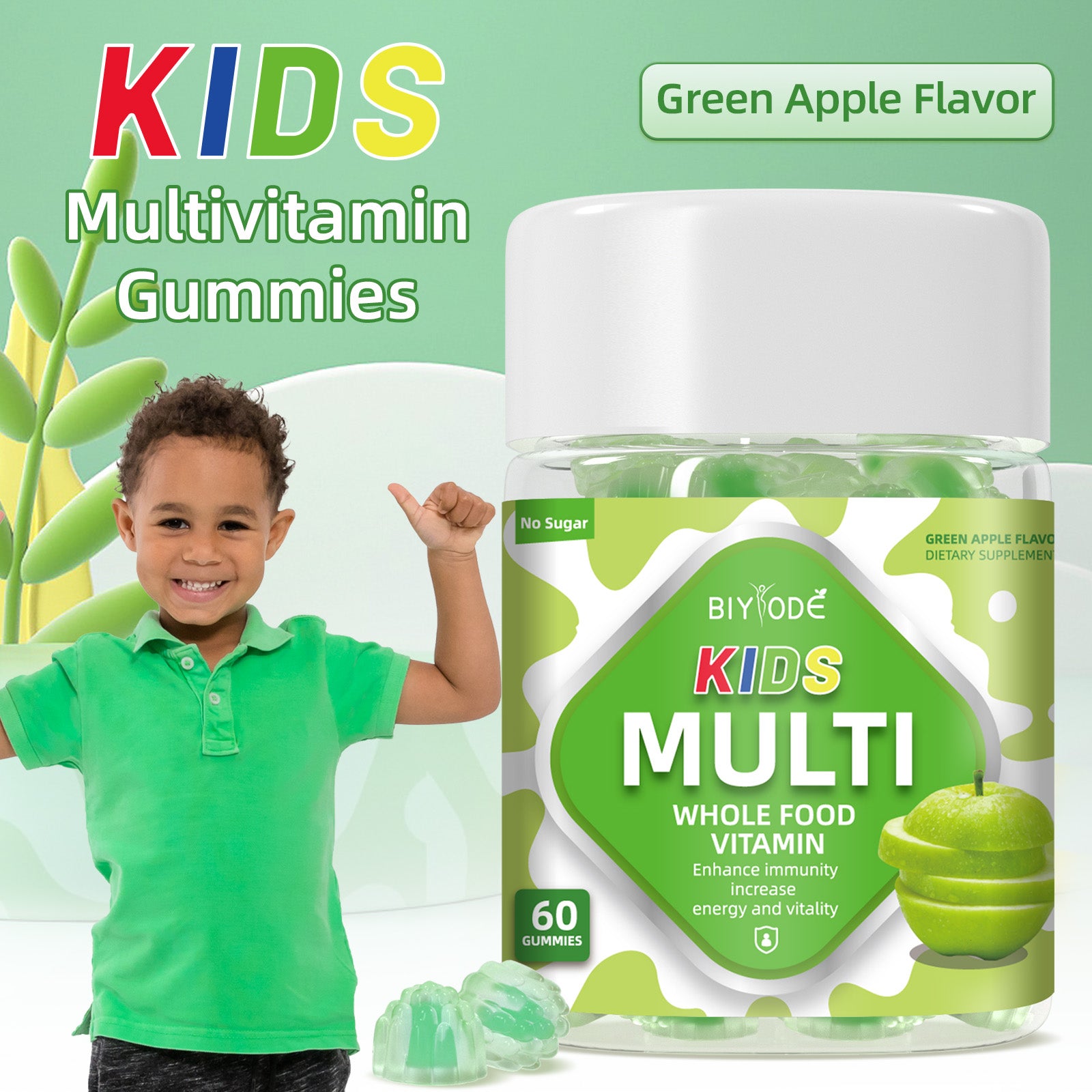 Biyode Ready Stock Wholesale Kids Multivitamin Gummies OEM Custom Vitamin Supplement