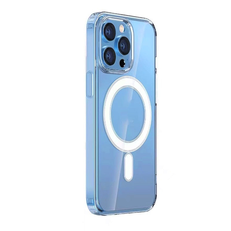 Magnetic Transparent Phone Case All-inclusive Drop-resistant Straight-edge Airbag Protective Cover