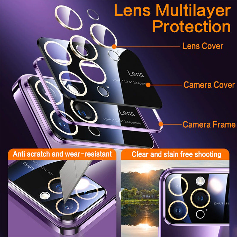 Phone Case Large Window Electroplating Magnetic Transparent All-inclusive Protective Cover
