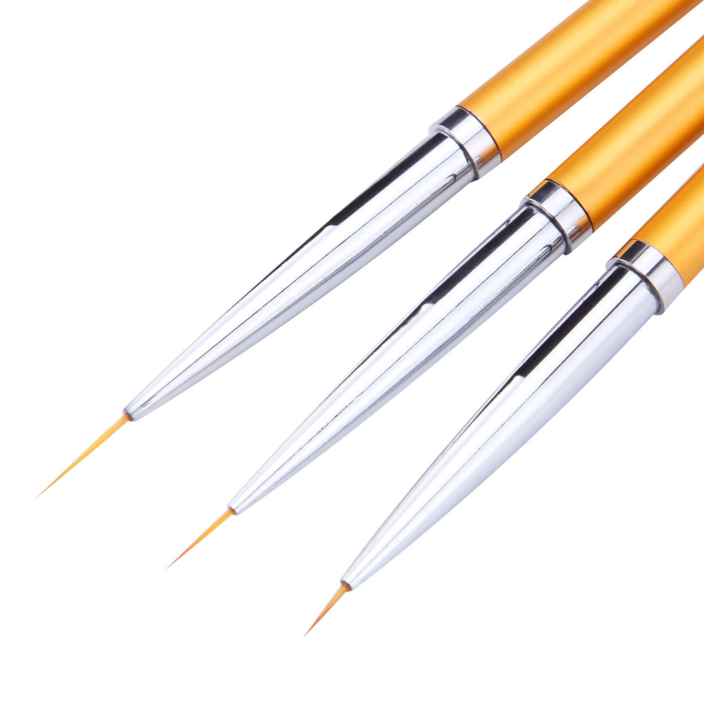Set Gold Metal Nail Art Liner Brushes