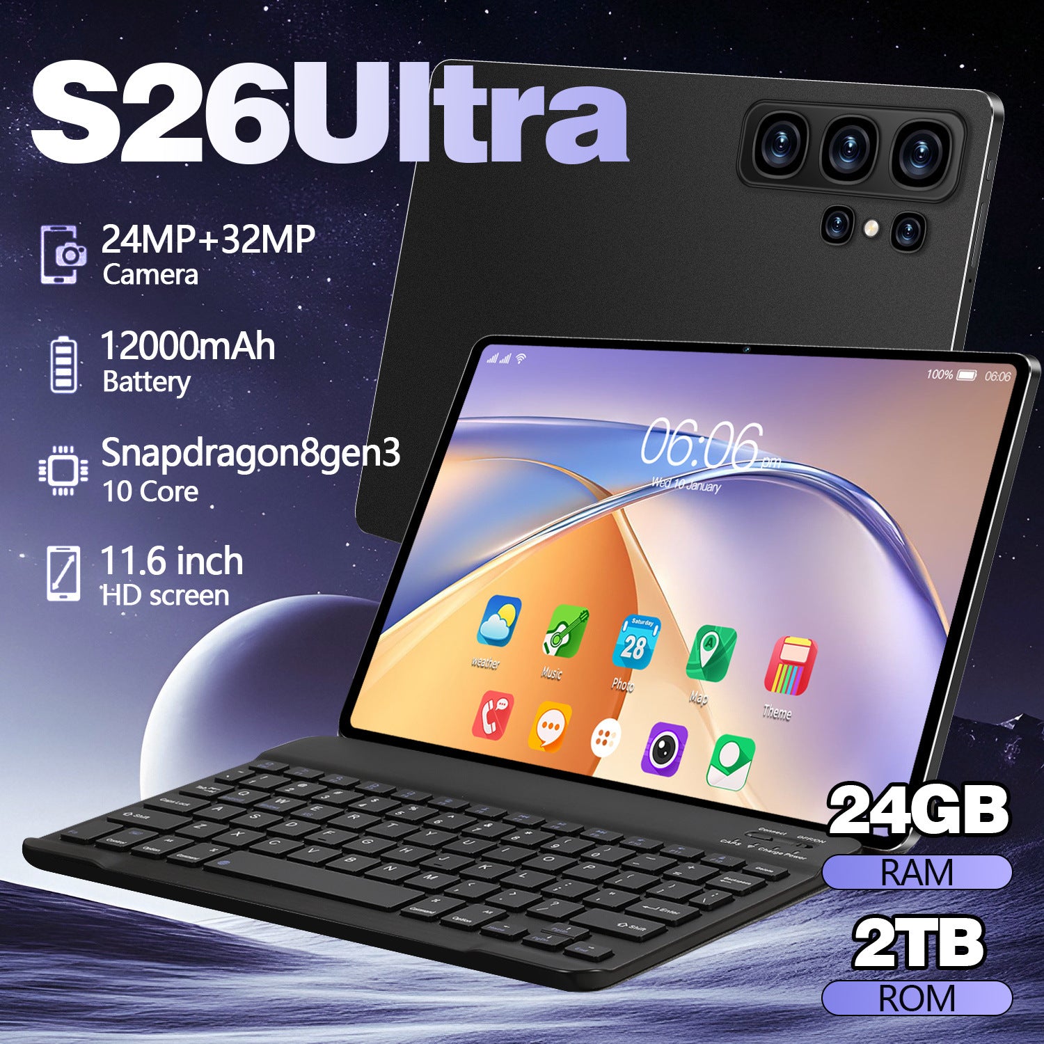 10 inch Tablet S26Ultra 16GB 512GB