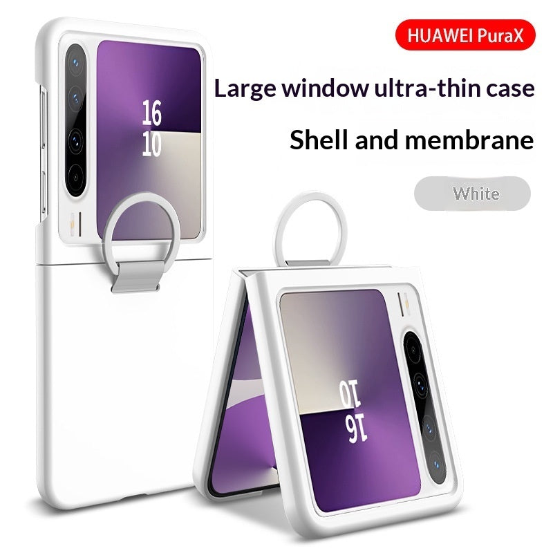 Foldable Phone Case With Large View Window Ultra-thin Ring  Anti-drop Protective Cover
