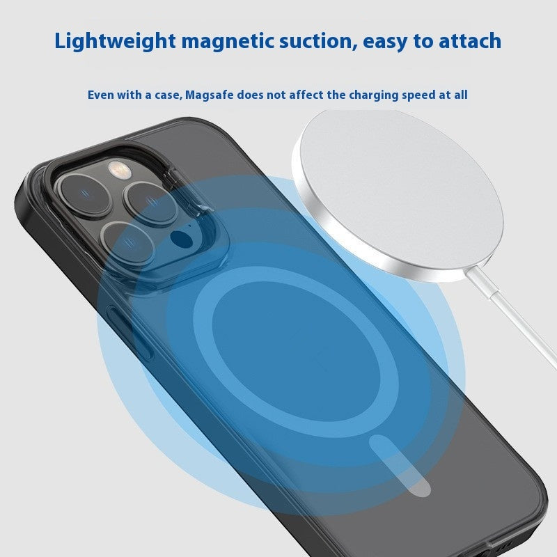 Metal Invisible Bracket Phone Case Frosted Magnetic Protective Cover
