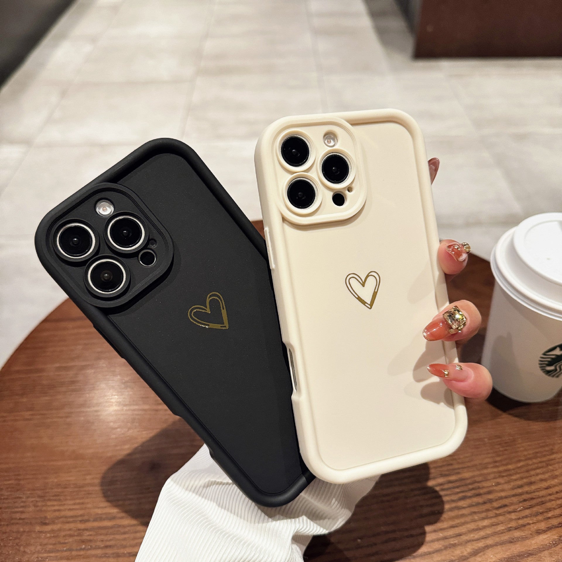 Simple Love Protective Case With Steel Sand Frosted Full Coverage Phone Cover