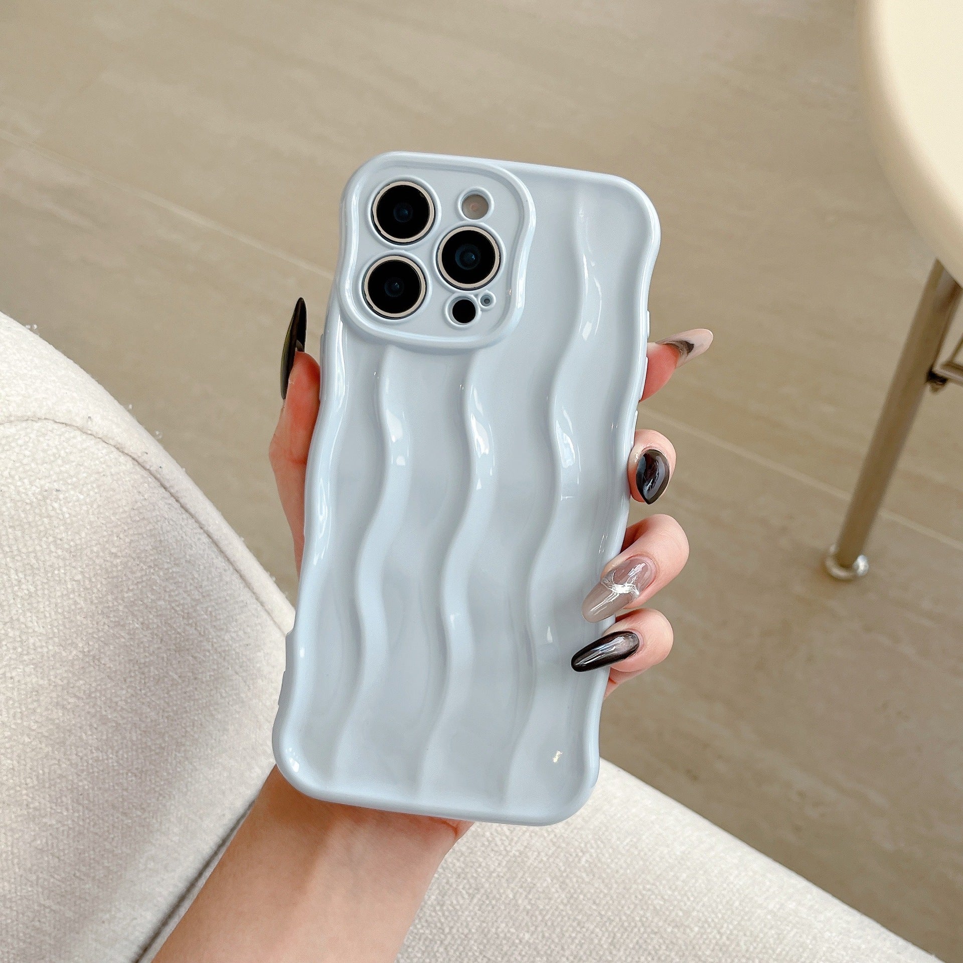 Applicable Electroplating Three-dimensional Wave Stripe Phone Case Drop-resistant Protective Cover
