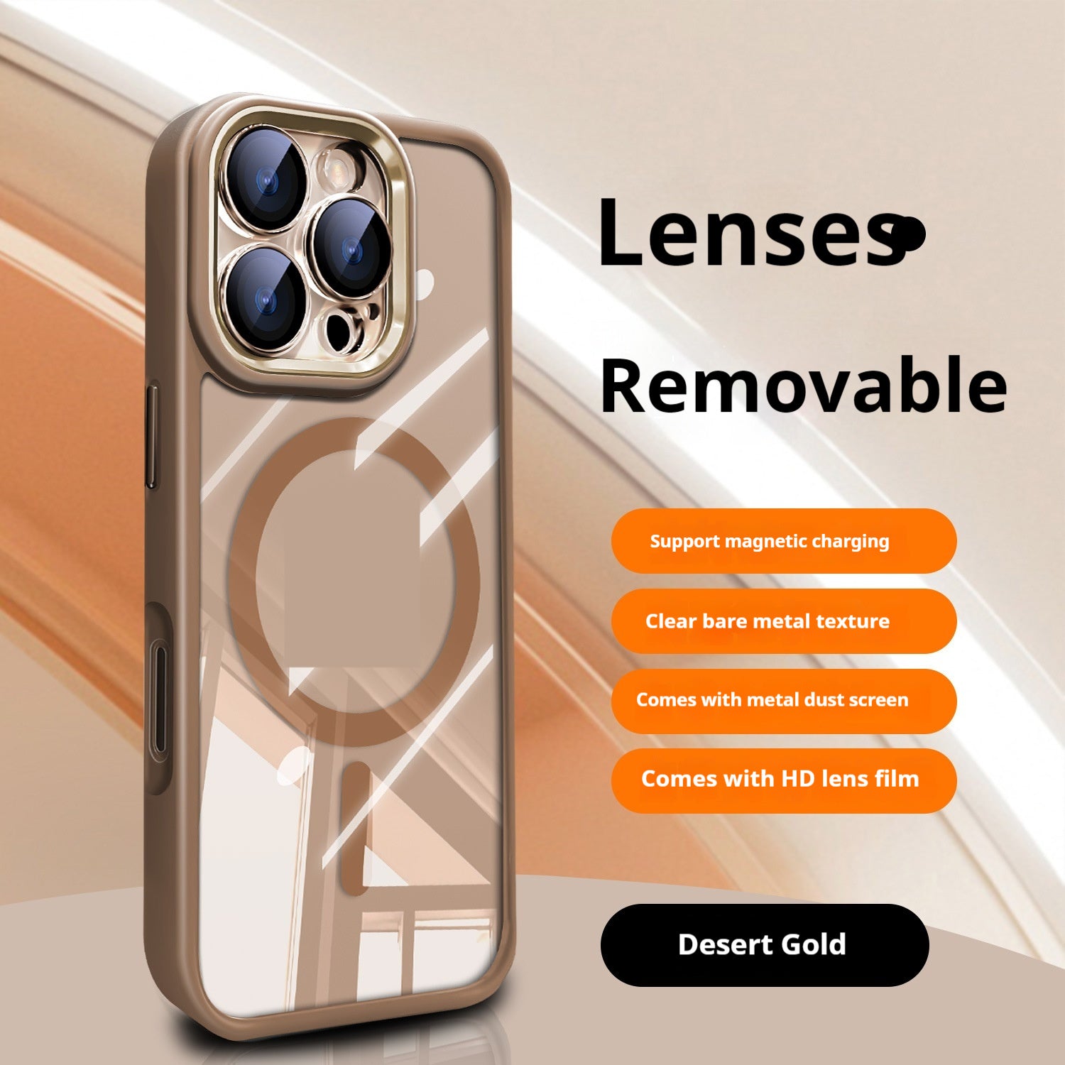 Litchi Grain Ice Crystal Transparent Protective Cover Phone Case
