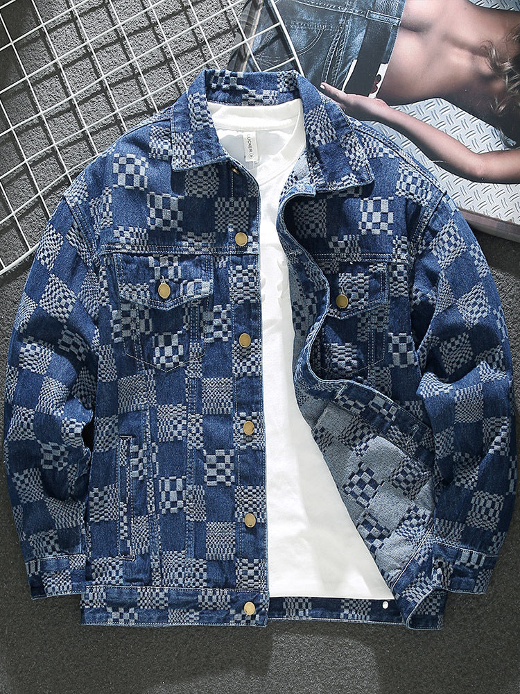 Corduroy Stitching Denim Baggy Coat