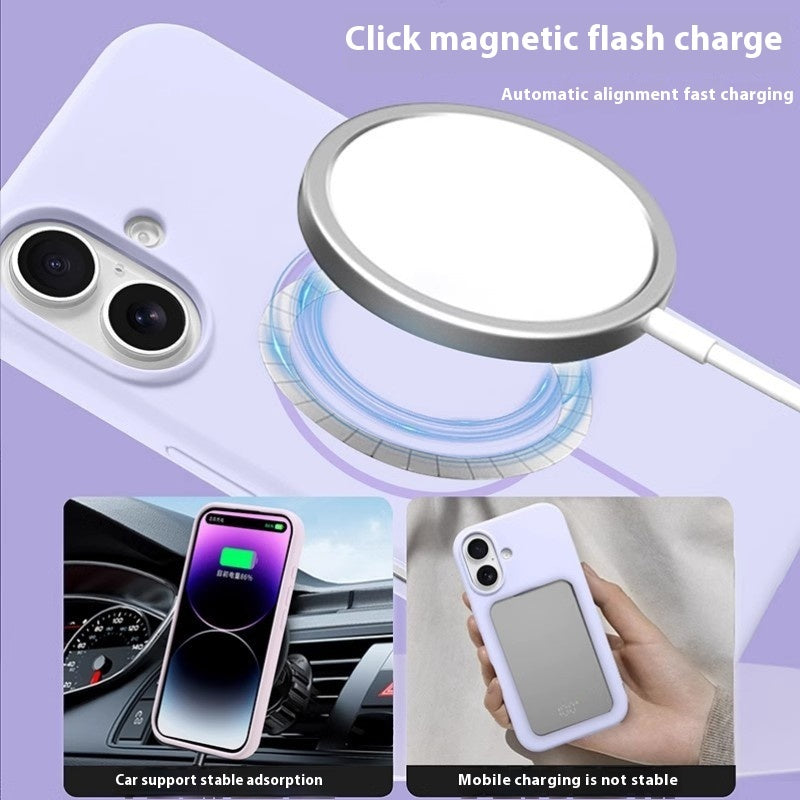 Phone Case Liquid Silicone Magnetic Skin Feeling Pure Color Protective Cover