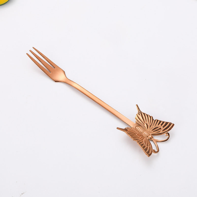 Stainless Steel Spoon Fork Gift Cute Cartoon Butterfly Fork Spoon