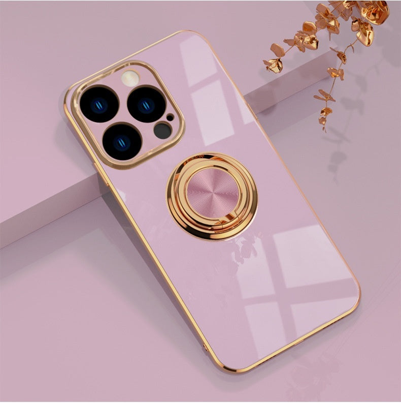 Electroplating Phone Case Car Integrated Ring Bracket Protective Cover