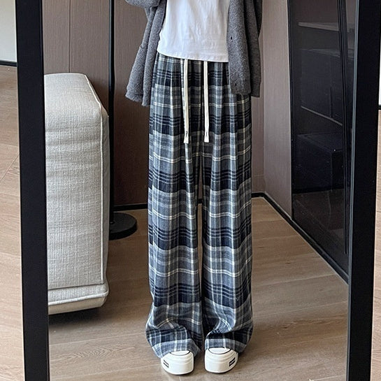 Plaid High Waist Drooping Baggy Pants