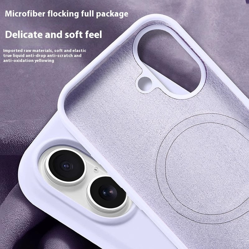 Phone Case Liquid Silicone Magnetic Skin Feeling Pure Color Protective Cover