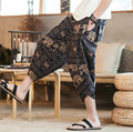 Streetwear Mens New Beach Pants Male Summer Casual Calf-Length Pants Man Chinese Style Baggy Loose Trousers Drawstring